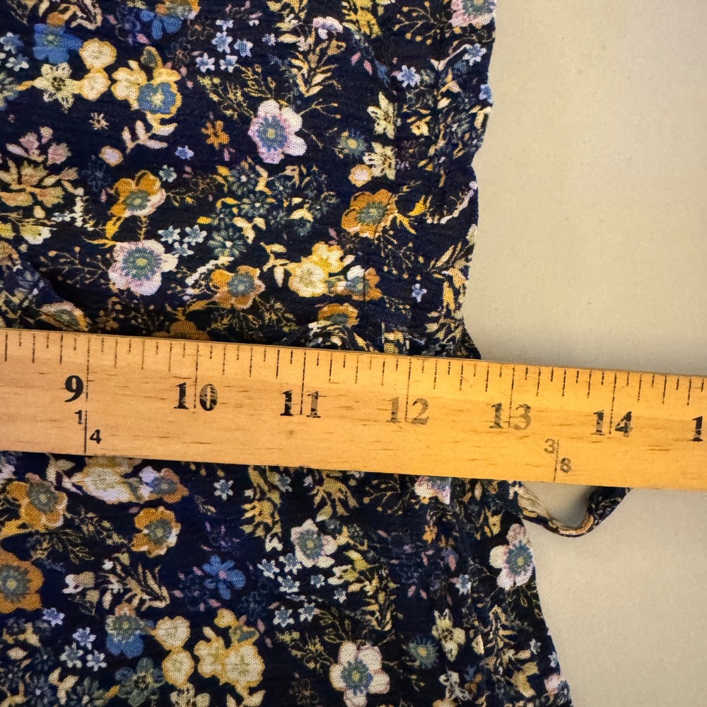 Maurices Floral Wide Leg Pants Womens XL Navy Blue Rayon Boho Ditsy Print - Picture 7 of 9